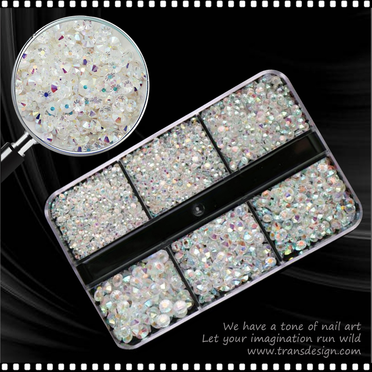 RHINESTONE CRYSTAL Round, Assorted Transparent AB 1440/Case #XZ-02