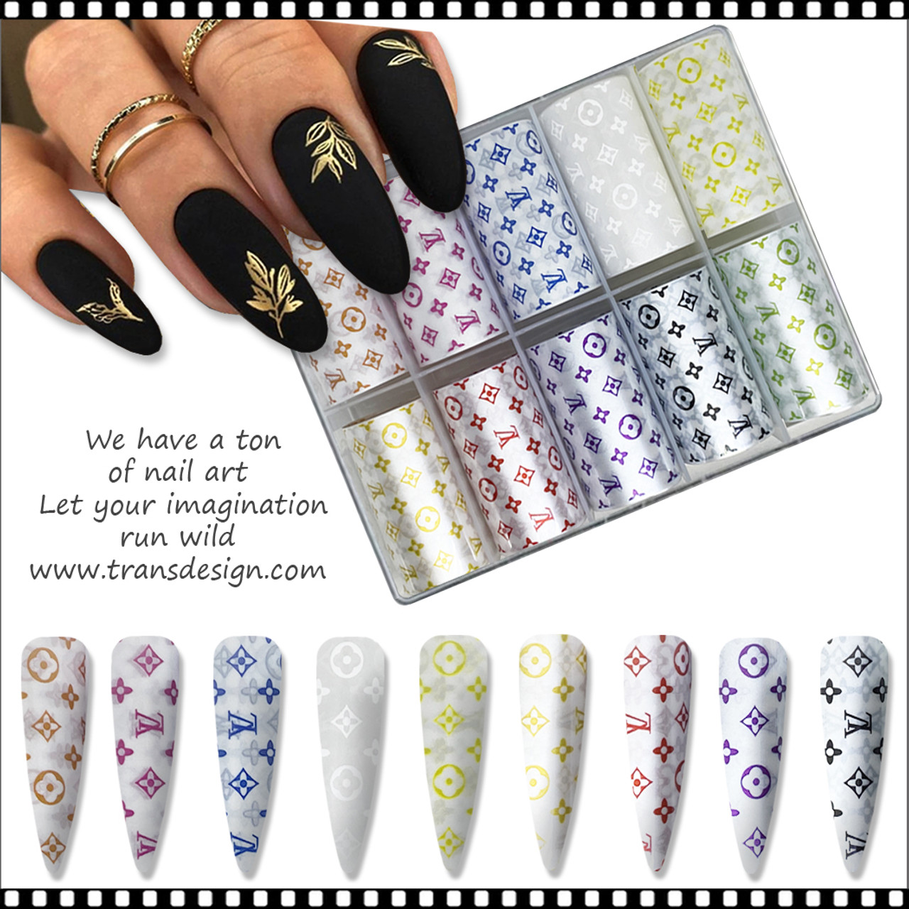 10 Roll Luxury Designer Nail Transfer Foil