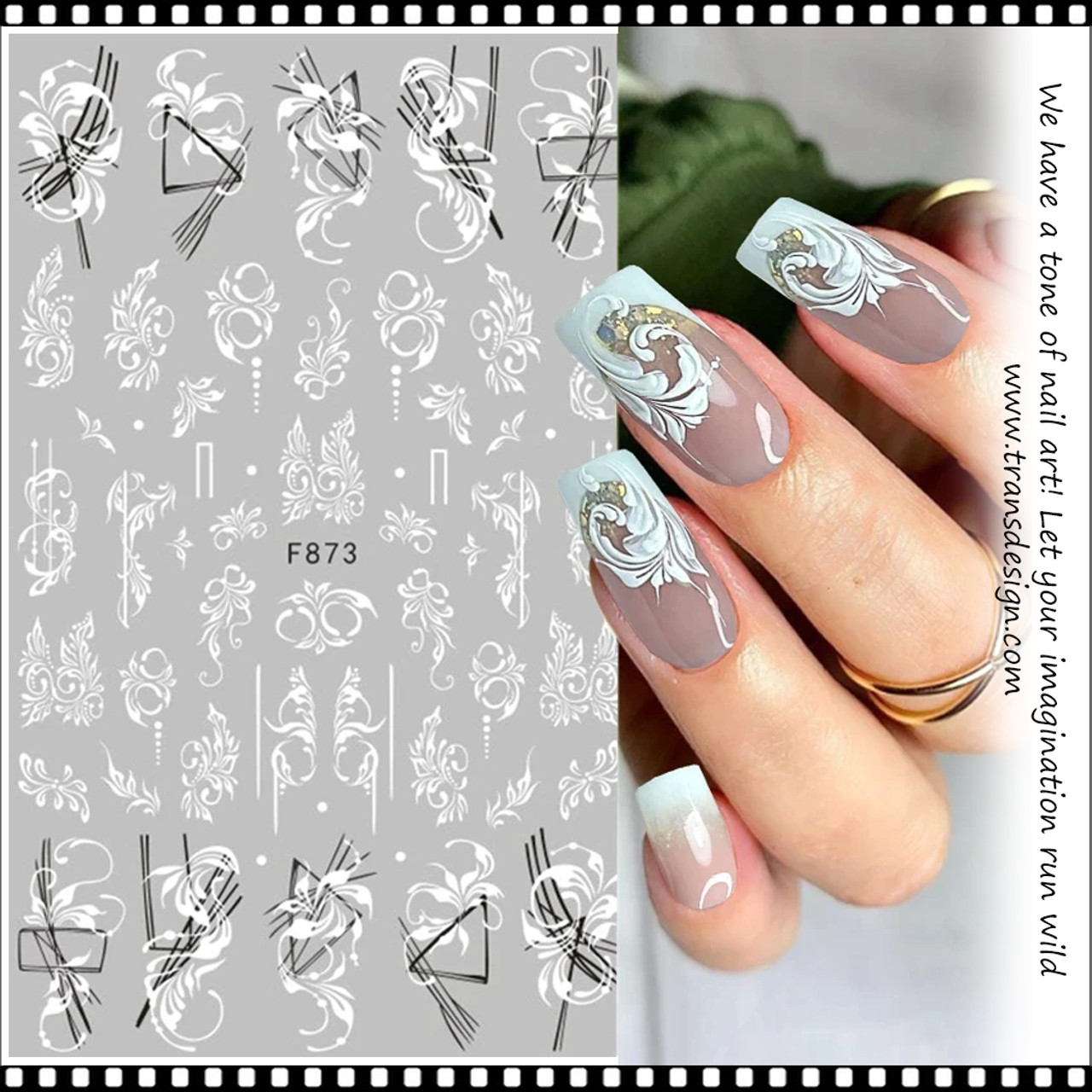  7 Sheets French Line Nails Art Stamping Plate
