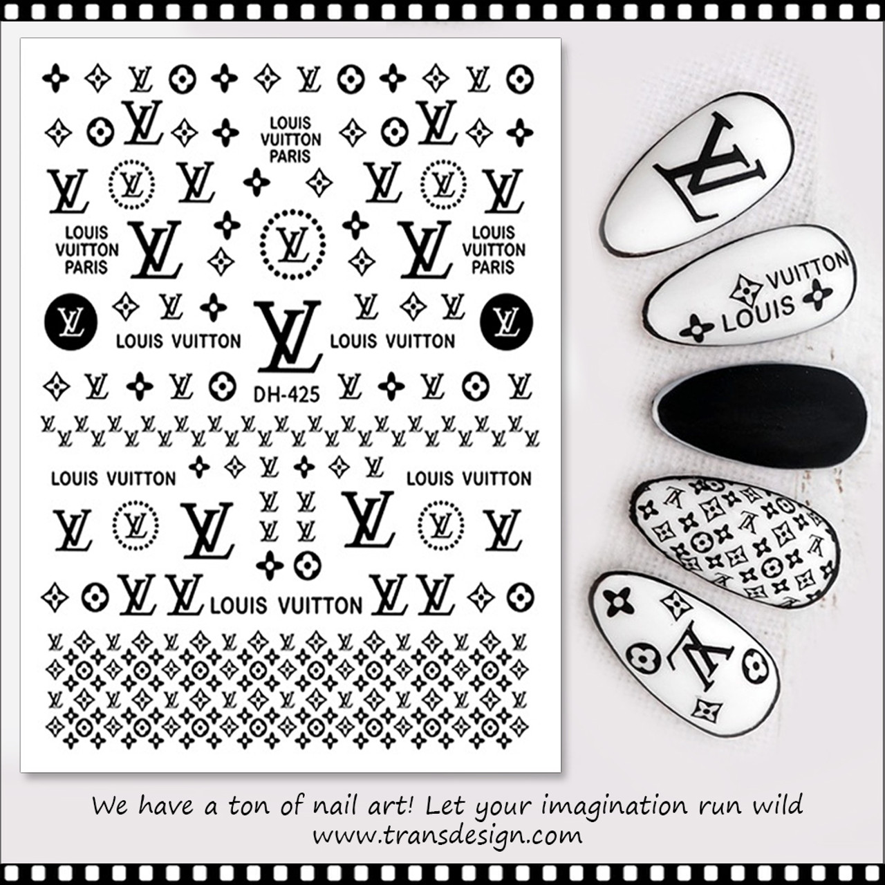 Designer Nail Sticker - Luxury Black LV