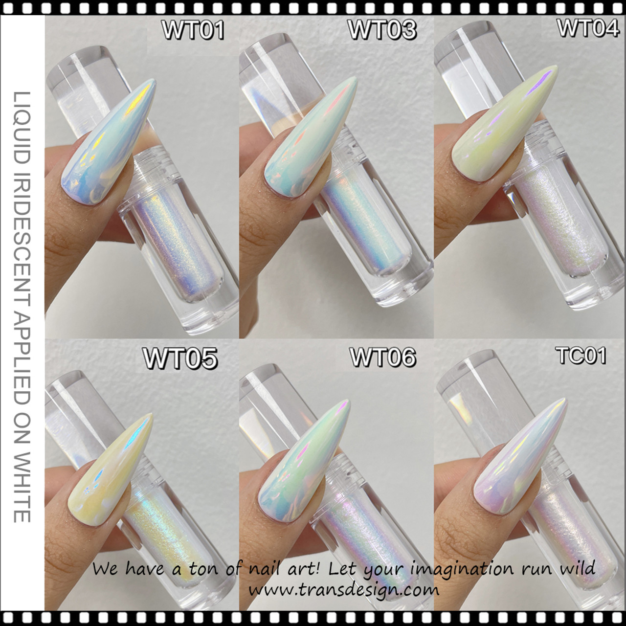 Chrome Nail Powder Metallic Mirror Effect Holographic Chameleon Pigment  2g/Jar Nail Art Gel Polish Dipping Powder Pearl White Translucent Nail  Glitter