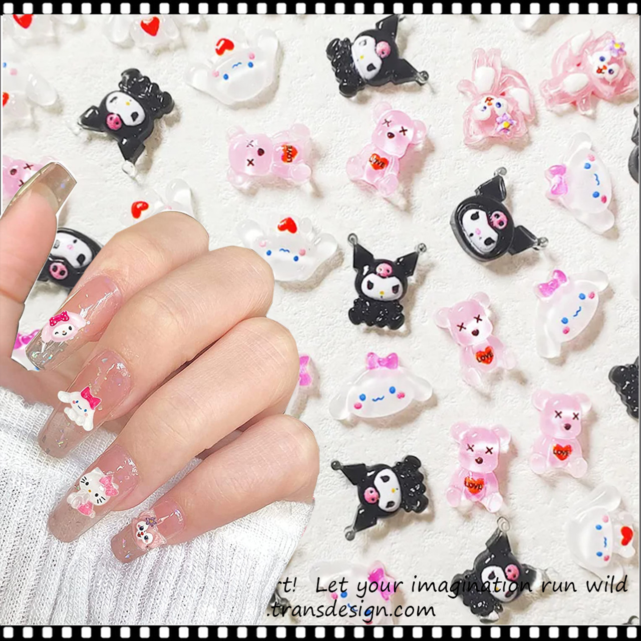 3D Cartoon Nail art Charms Cute Cat decoration nails tips hello kitty 12pcs