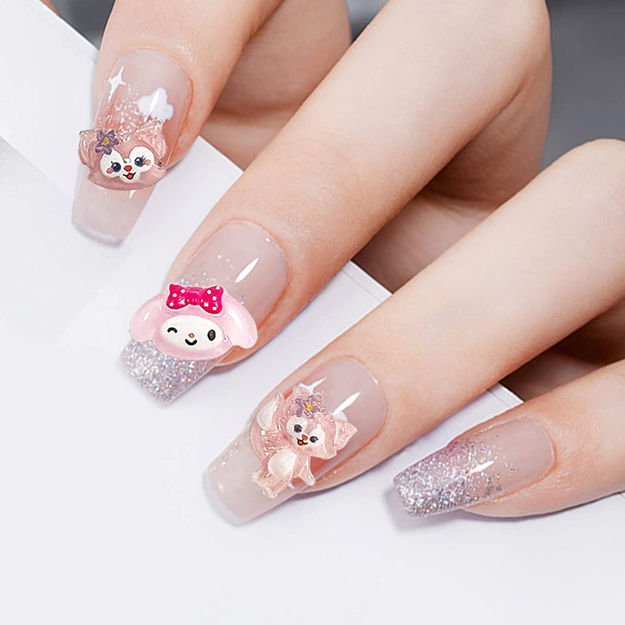 Colorful Resin Bear Nail Art Charms Multi-Color Acrylic Animals Design Nail  Rhinestones Decorations Kawaii Manicure Accessories