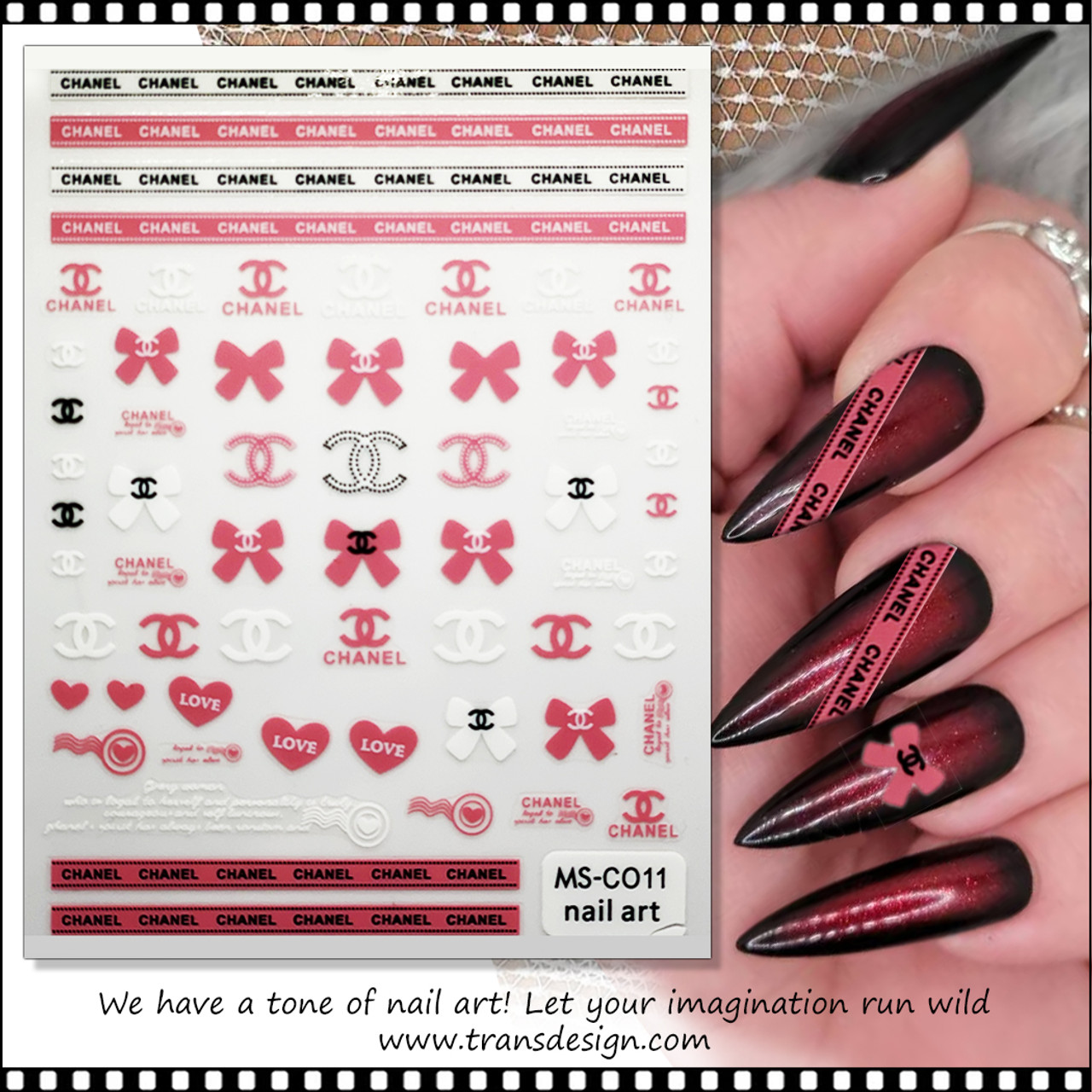 chanel nail stickers, Accessories, Chanel Sticker Nail Art Place On Clear  Gel Over Use Uv To Set And Bling Nails