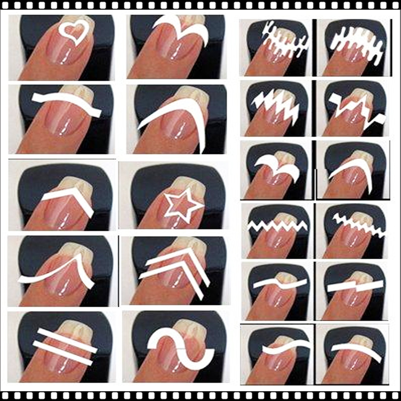 Manicure Nail Art Stencils French Tip Guide Stickers (12 sheets) - TDI, Inc