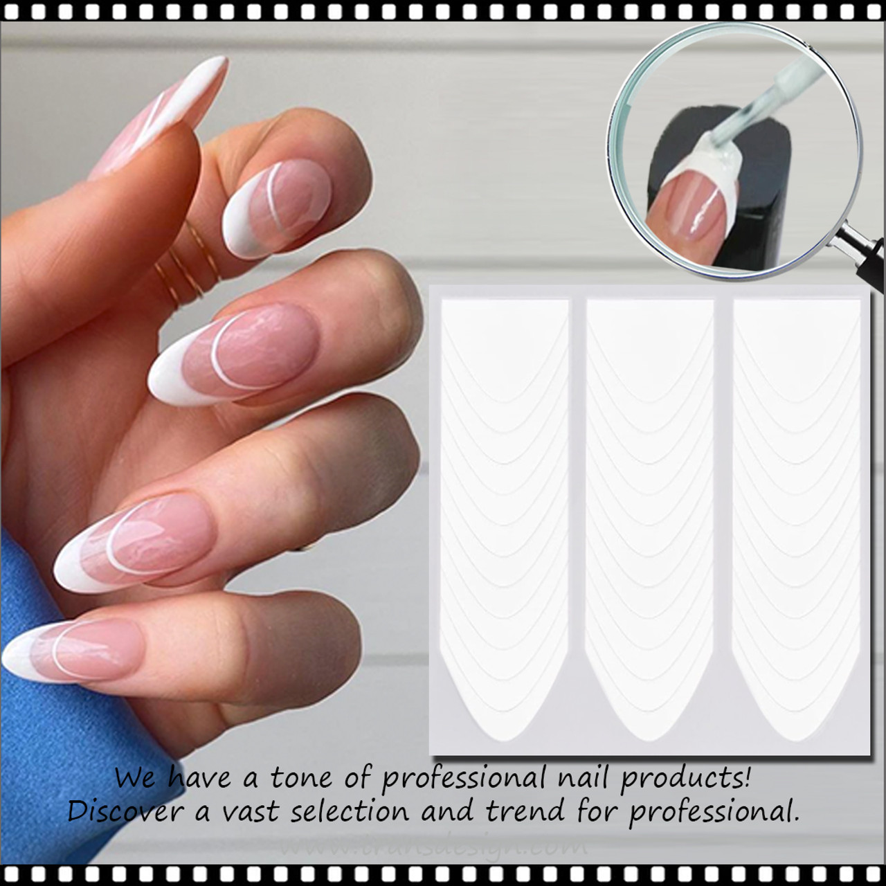 FRENCH MANICURE Guides, Smile Line Self-Adhesive Stickers 3 Sheets