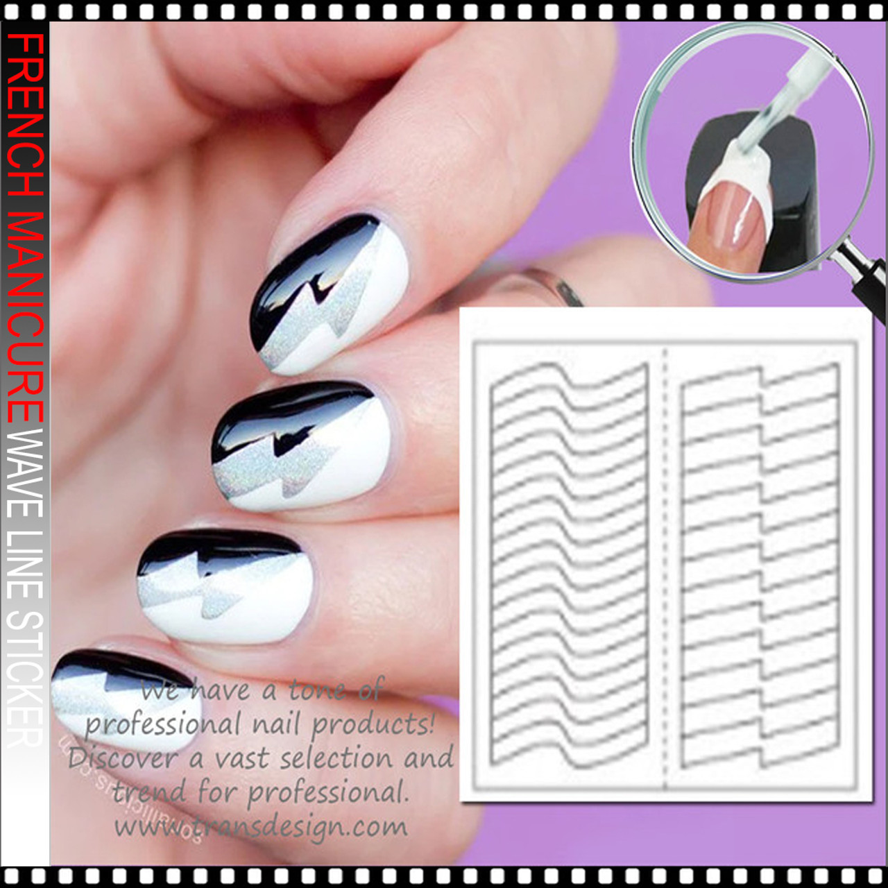 Geometric French Nail Art That Shines