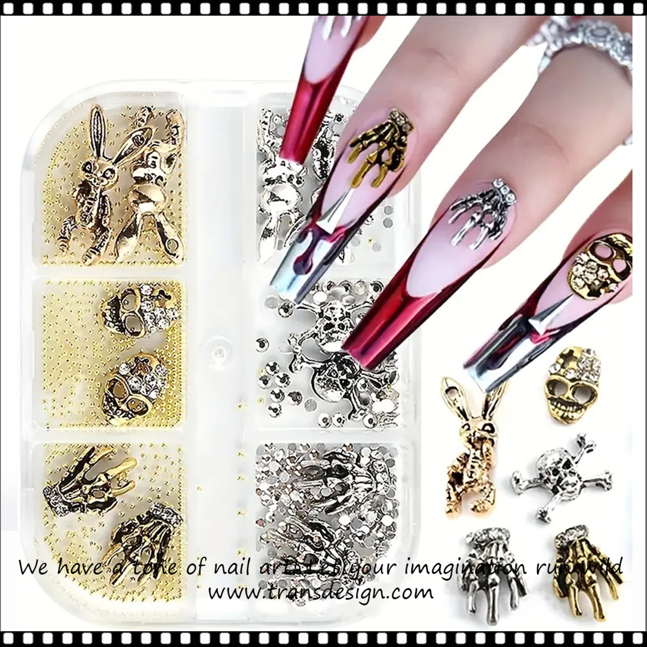 2pcs Mini Zircon Nail Art Decorations Gold Silver Metal Alloy Nail Art  Charms 3D
