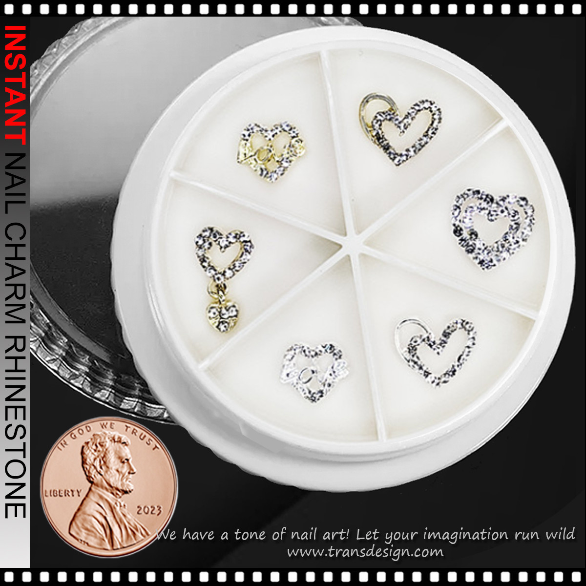 NAIL CHARM RHINESTONE Love Heart Collection 6/Case - TDI, Inc