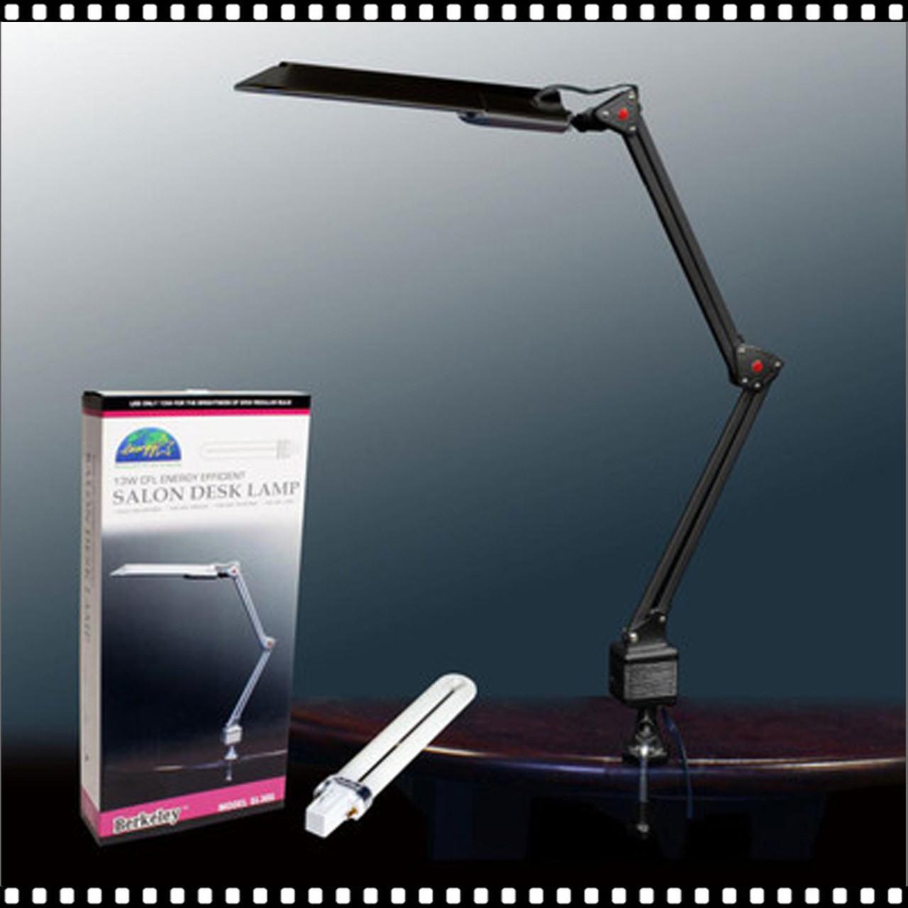 Salon Desk Lamp with Bulb, 13Watt, Black - TDI, Inc