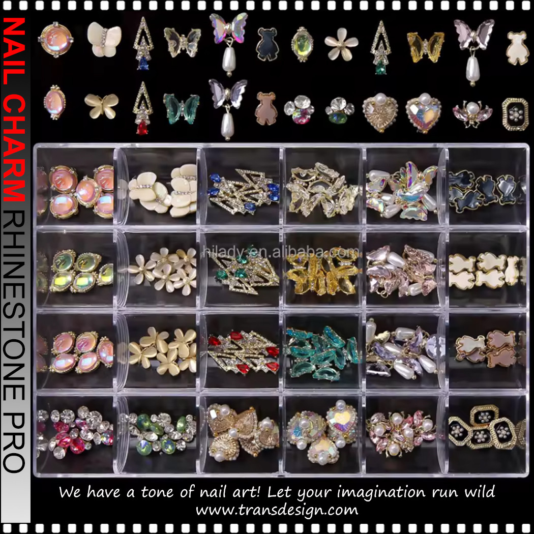 NAIL CHARM RHINESTONE PEARL 3D Shape Gold Metal 120/Case