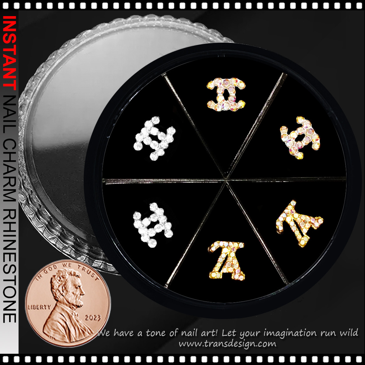 NAIL CHARM RHINESTONE Brands Name LOUIS VUITTON, CC 6/Case - TDI, Inc