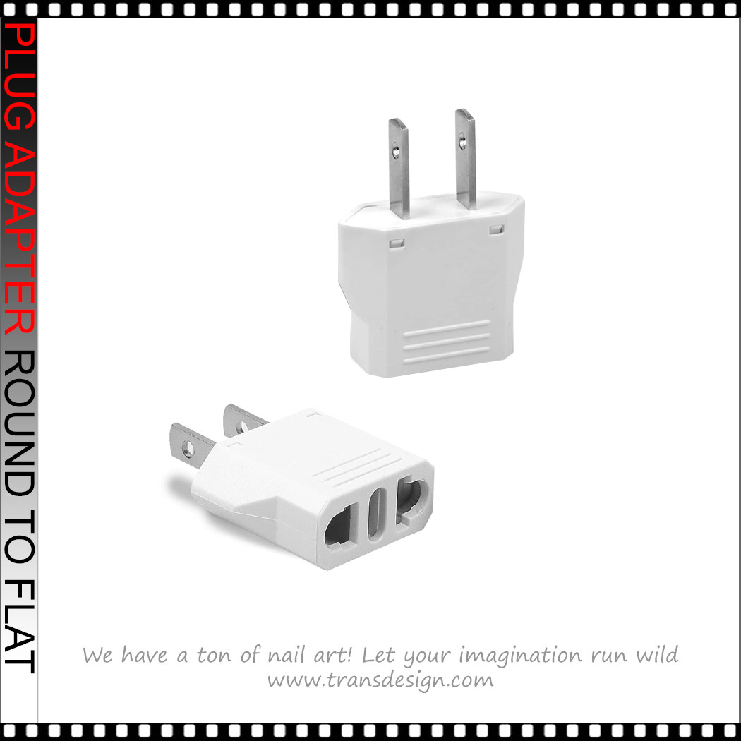 PLUG ADAPTER For USA-Round to Flat, White Each - TDI, Inc