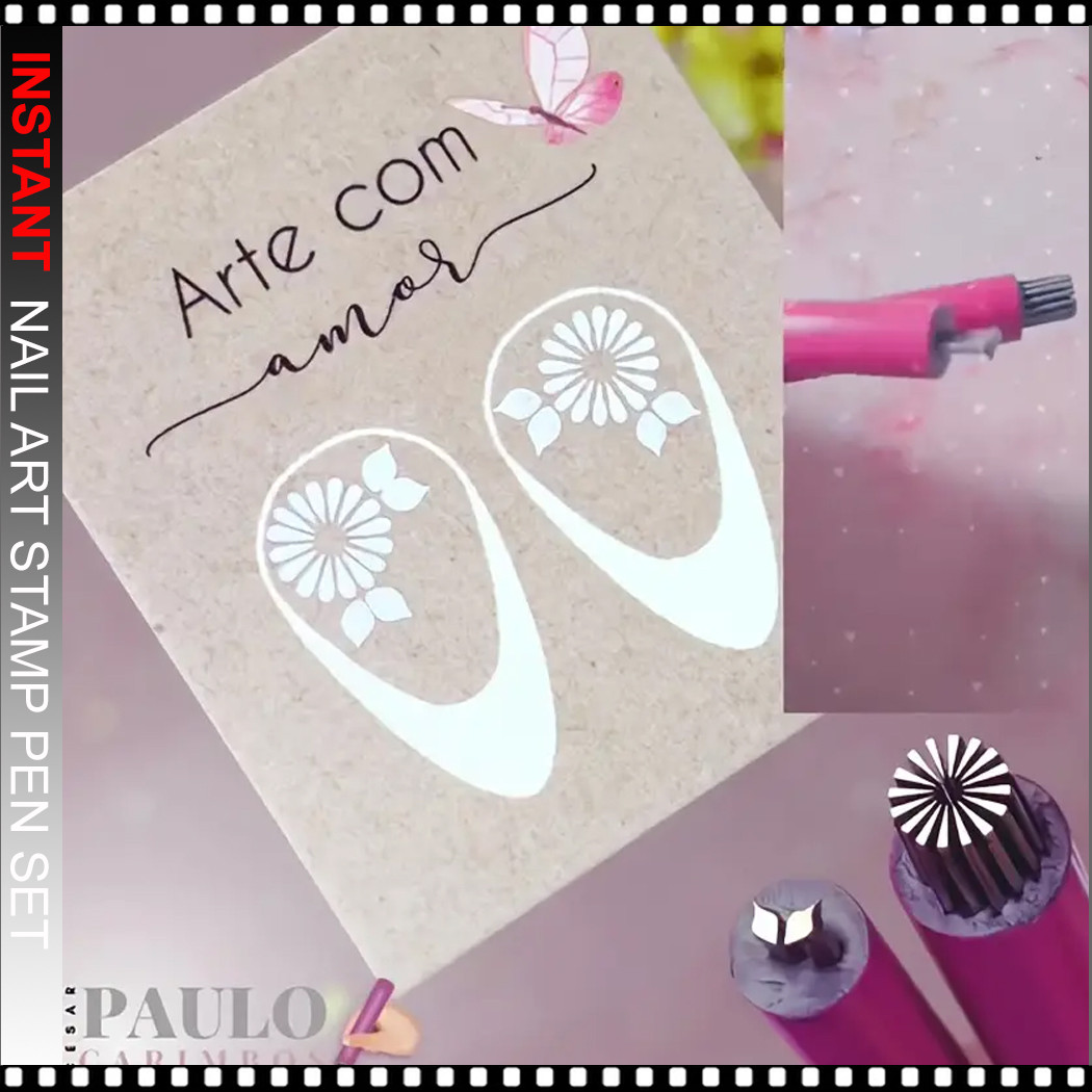 Nail Art Stamp Pen Set – Flower & Butterfly Pattern Transfer Kit (4,6,10,15 Pcs)