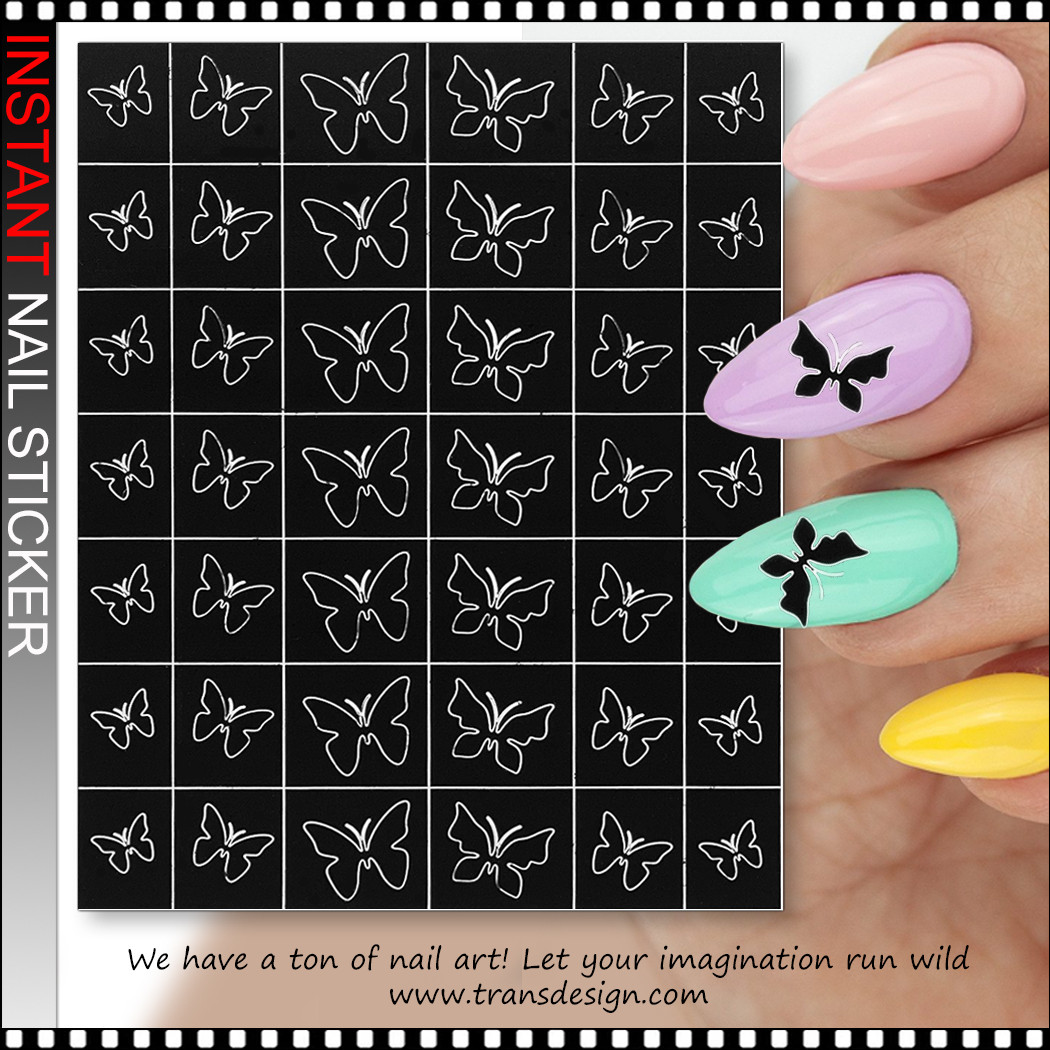Line Sticker Nails NAIL STICKER – BLACK BUTTERFLY SILHOUETTES - TDI, Inc