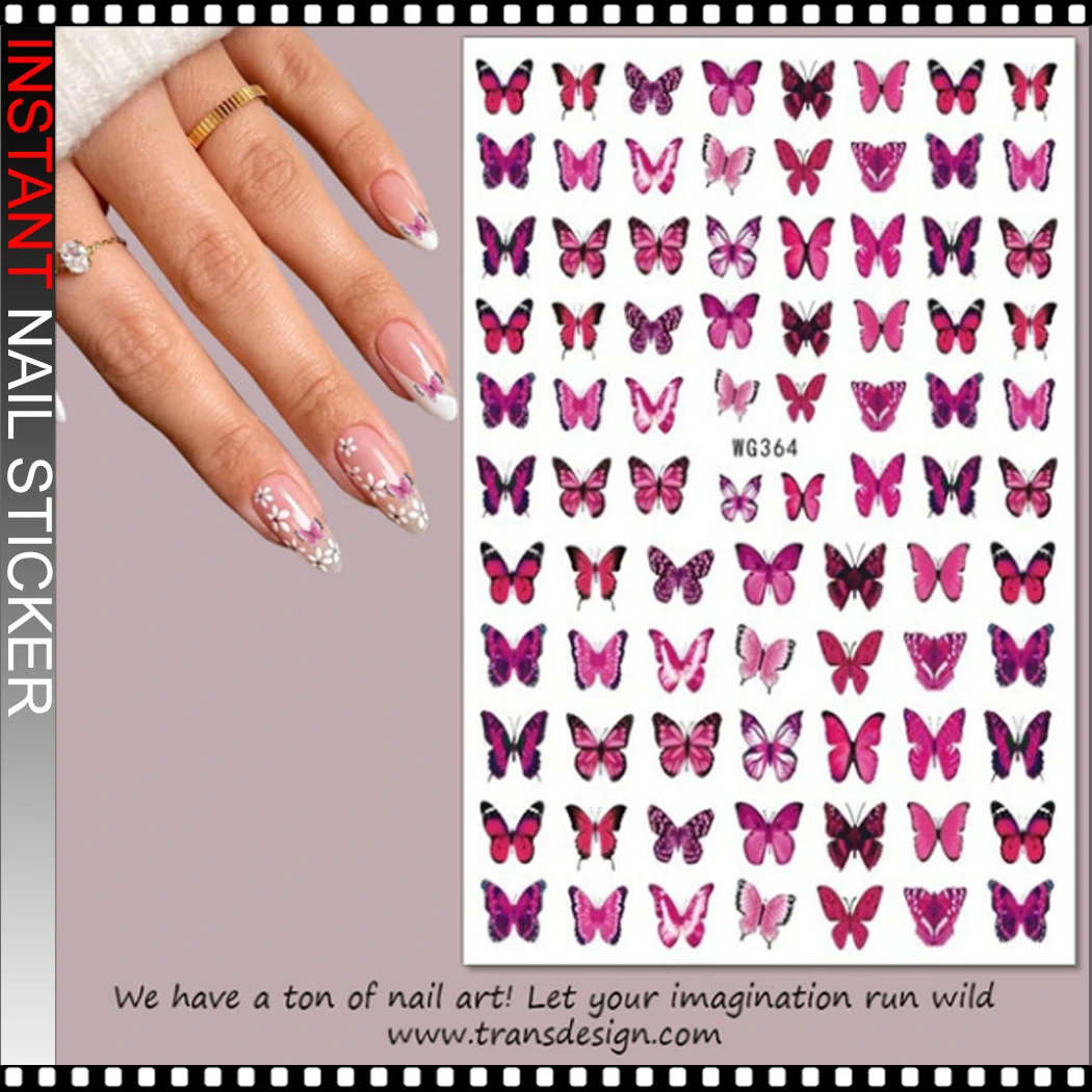 NAIL STICKER – ASSORTED PINK BUTTERFLIES #WG364 - TDI, Inc