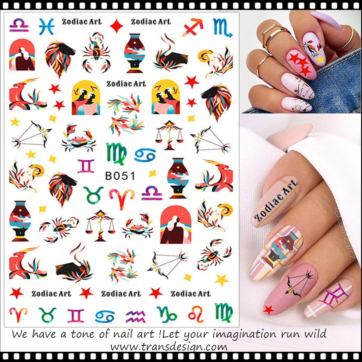 NAIL STICKER – 12 ZODIAC SIGNS & ABSTRACT ART #B051 - TDI, Inc