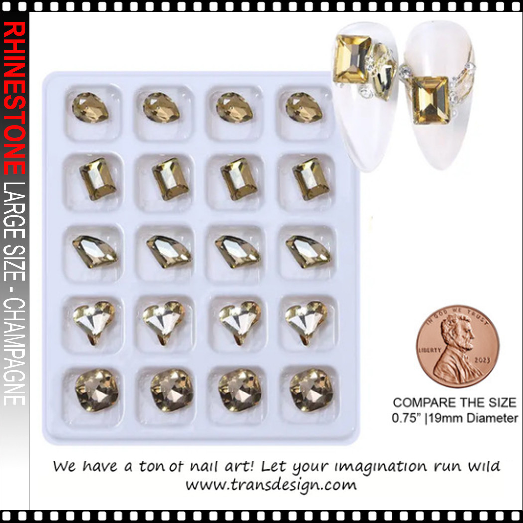 RHINESTONE LARGE Other Shape, Mix Champagne #3 20/Pack - TDI, Inc