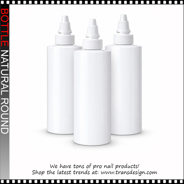 BOTTLE HDPE White Cylinder with Twist Top Cap 8oz.
