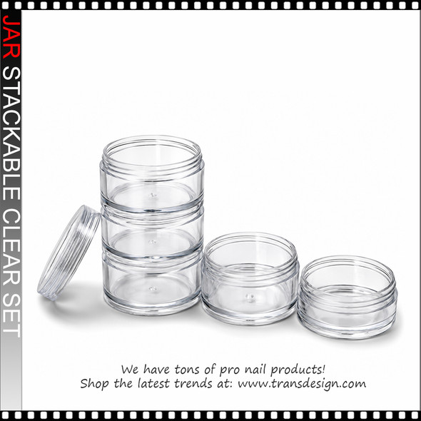 5 Stackable Clear Jar Set