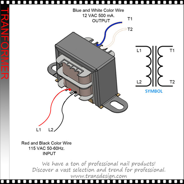 Transformer 110 to 12VAC 500mA