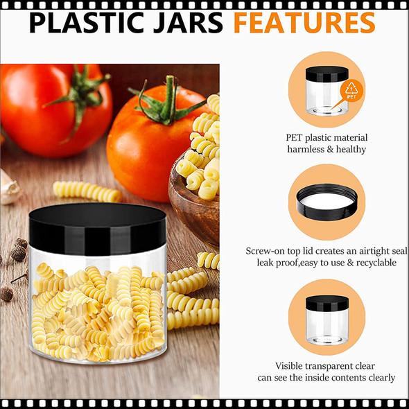 JAR Clear PET with Black Cap 8oz.