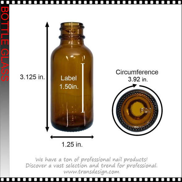 BOTTLE GLASS Amber with Black Poly Cap 1oz.