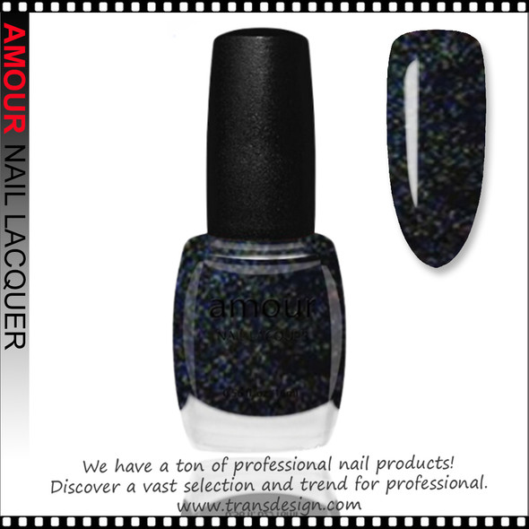 AMOUR Nail Lacquer - Black Glitter 0.56oz AMOUR Nail Lacquer - Black Glitter 0.56oz