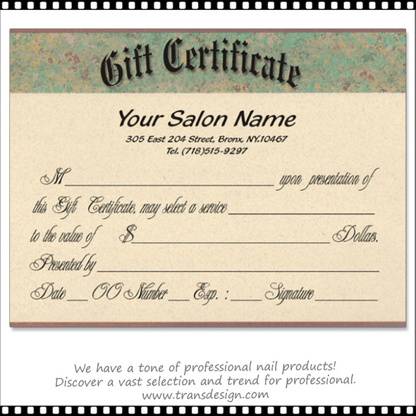 GIFT CERTIFICATE French Patina  52/pk.