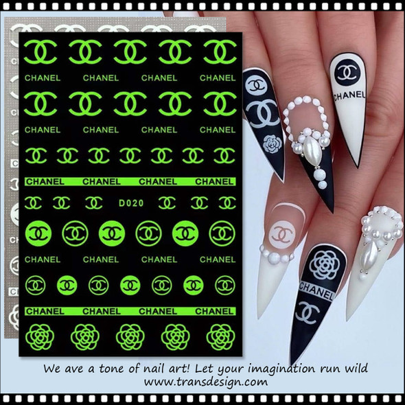 LV glow in the dark nail stickers decals – JELLY NAILS 1