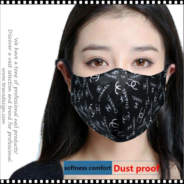 Reusable Face Mask Black/White "CC" Pattern
