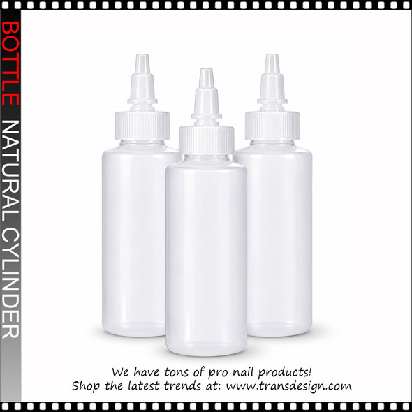 BOTTLE HDPE Natural Cylinder with Twist Top Cap 8oz.
