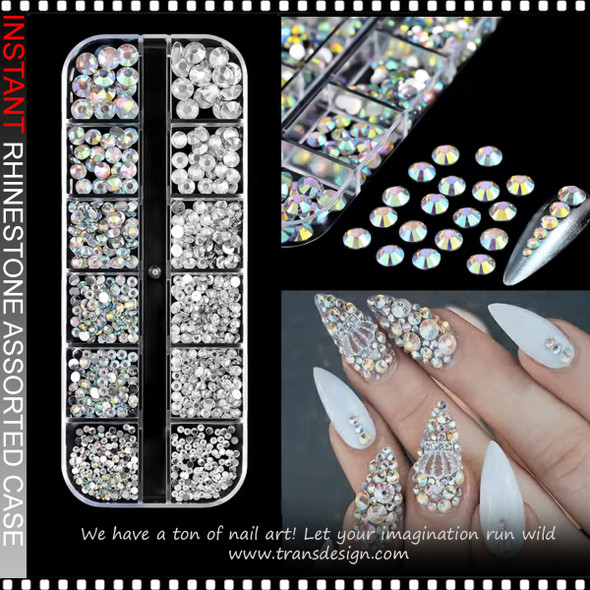 CRYSTAL RHINESTONE Round, Crystal AB & Clear 1440/Case