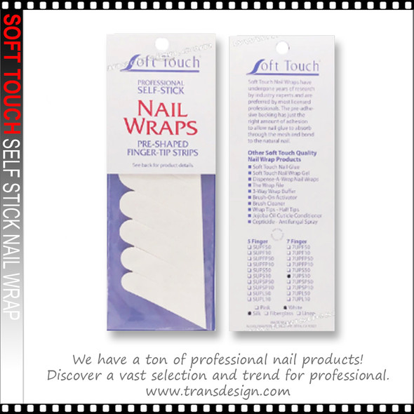 SOFT TOUCH Silk Nail Wrap Self-Adhesive Pre-Cut 7 Fingers White 10/Pk