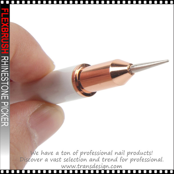FLEXBRUSH Rhinestone Picker with Dotting Tool White/Rose Gold
