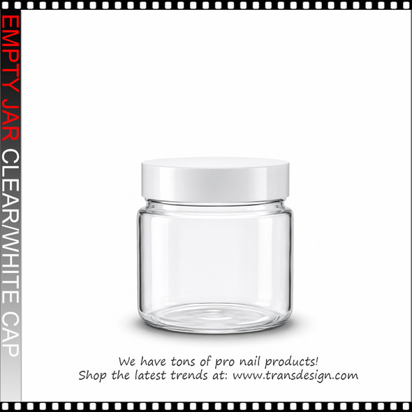 EMPTY JAR - Clear/White Cap 3oz 