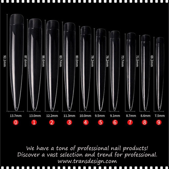 INSTANT TIP Stiletto XXL Long & Straight Clear 10/Bag AN31