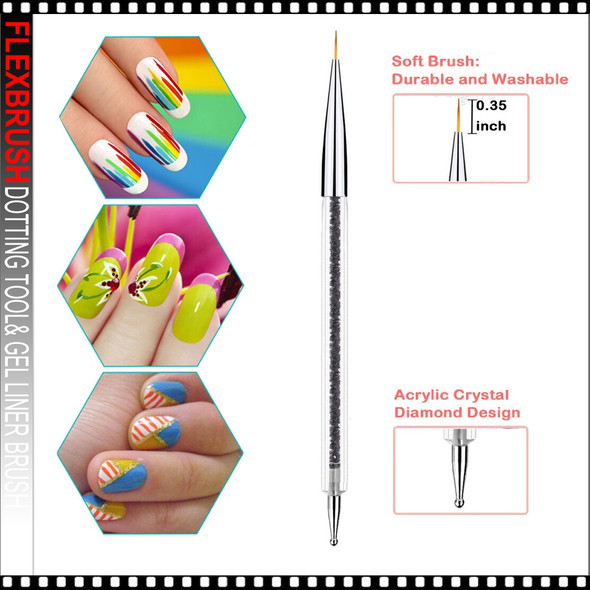 FLEXBRUSH Dotting Tool & Nail Art, Gel Liner 0.35" #3