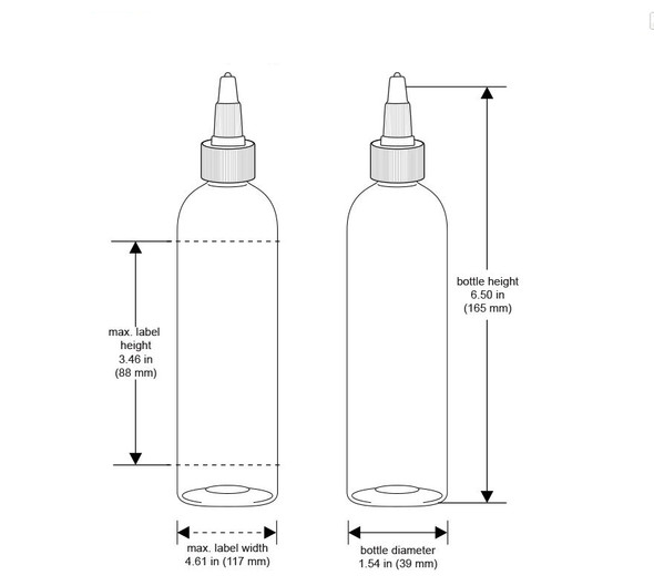 BOTTLE Black Round with Twist Top Cap 4oz.