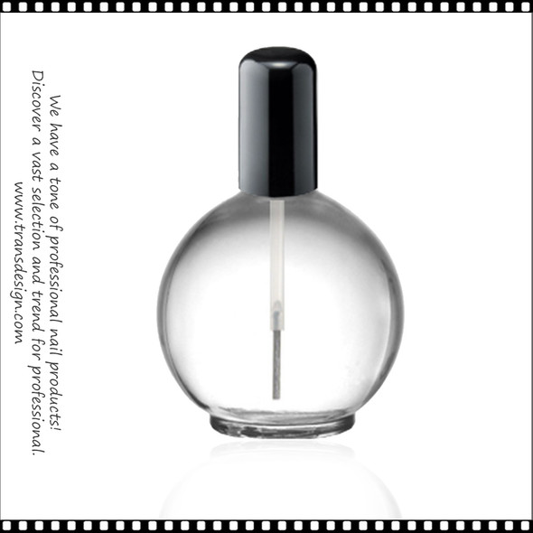 EMPTY GLASS BOTTLE - Sphere/Ball/Black Cap 2.65oz