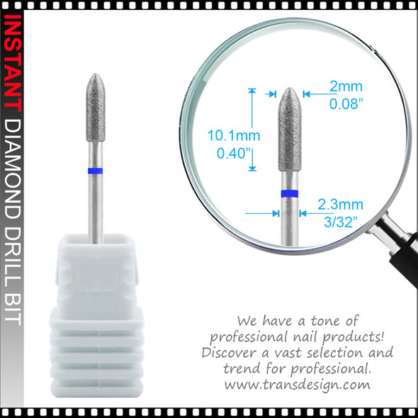DIAMOND BIT Bullet Shape, Safety, Medium Grit, 3/32" Shaft