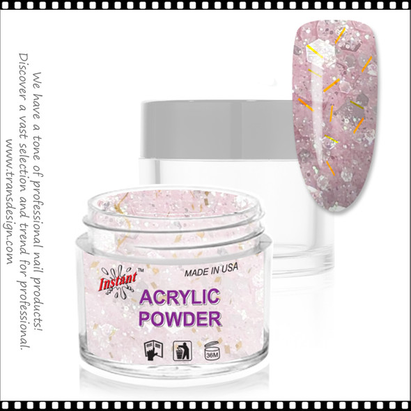 INSTANT ACRYLIC & DIP COLOR - NUDE PRETTY IN PINK HOLOGRAM 2oz.