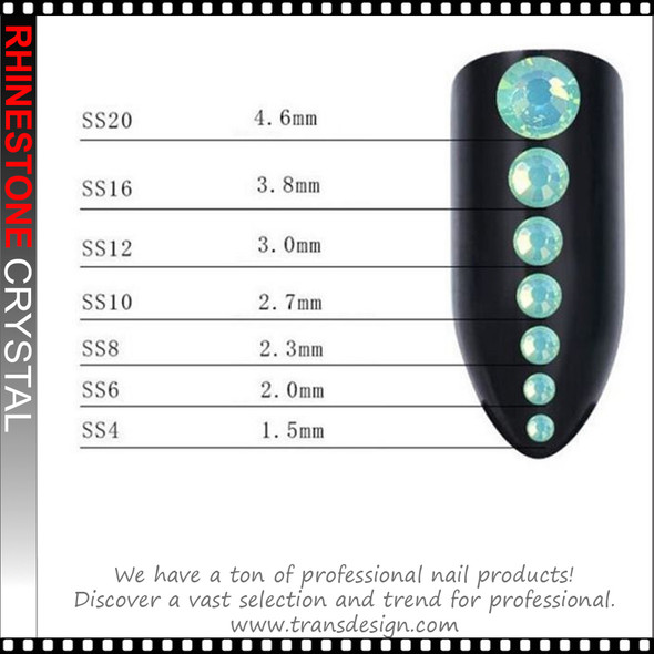 RHINESTONE CRYSTAL Round, Opal  Green 300 Assorted/Pack *