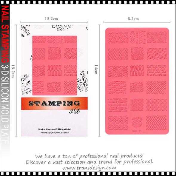 NAIL STAMPING 3-D Silicon Mold Plate #K3D-01