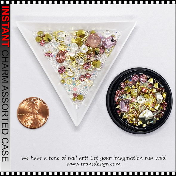 NAIL CHARM Assorted Gold,  Light Rose Jar #ZH-9