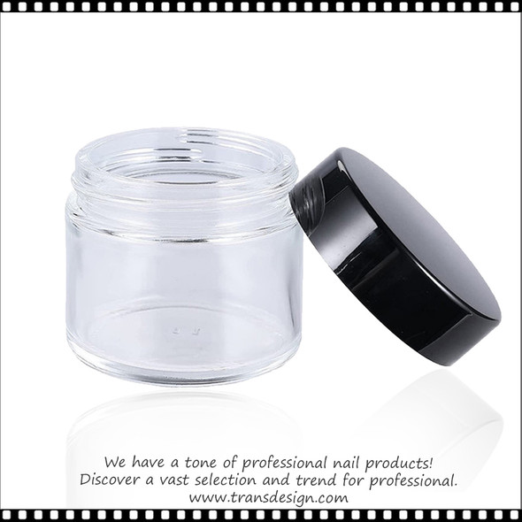 GLASS JAR Clear With Black Lid 48/400. 2oz.