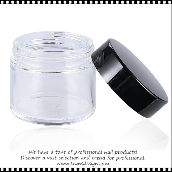 GLASS JAR Clear With Black Lid 53/400. 4oz.