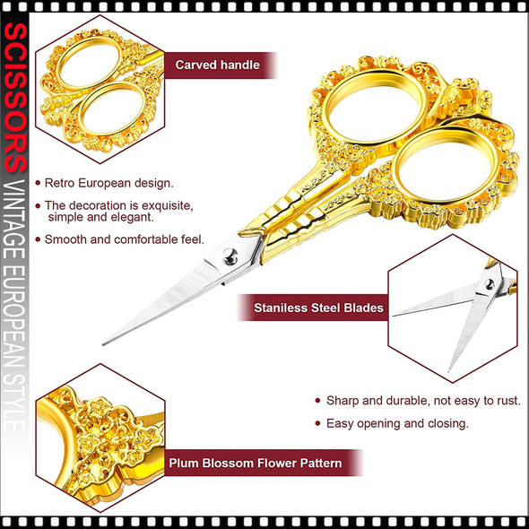 SCISSORS Vintage European, Gold Flower 4.75"