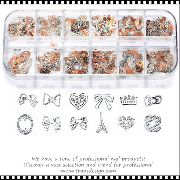 NAIL CHARM ALLOY Silver, Rose Gold Assorted Case #RS-019