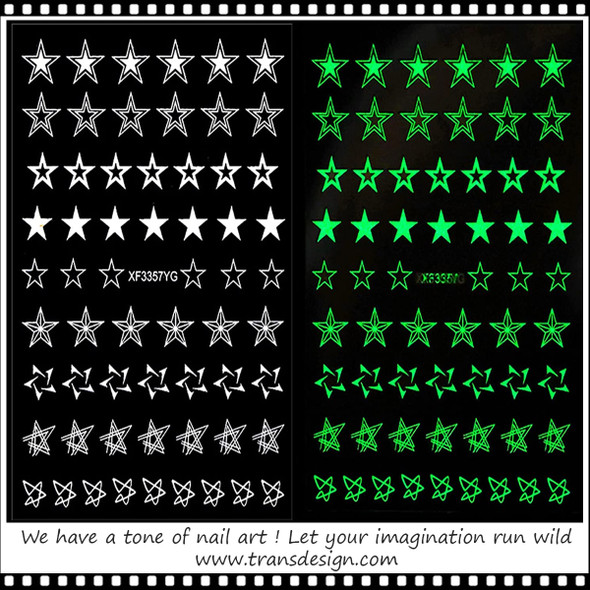 NAIL STICKER – GLOW-IN-THE-DARK STARS #XF-3357YG